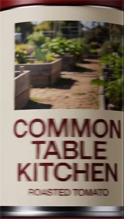 Roasted tomato, two ways (Cut B · Exploded can) — concept ad for Common Table Kitchen (fictional brand): opening frame