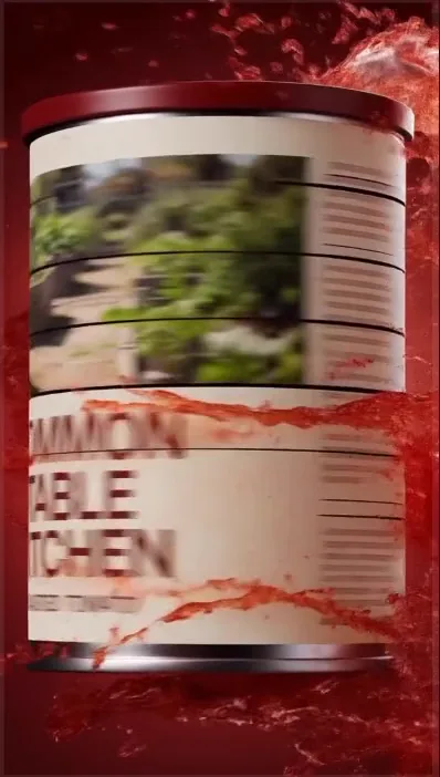 Roasted tomato, two ways, Cut B · Exploded can, frame at 00:02 (20 % through)