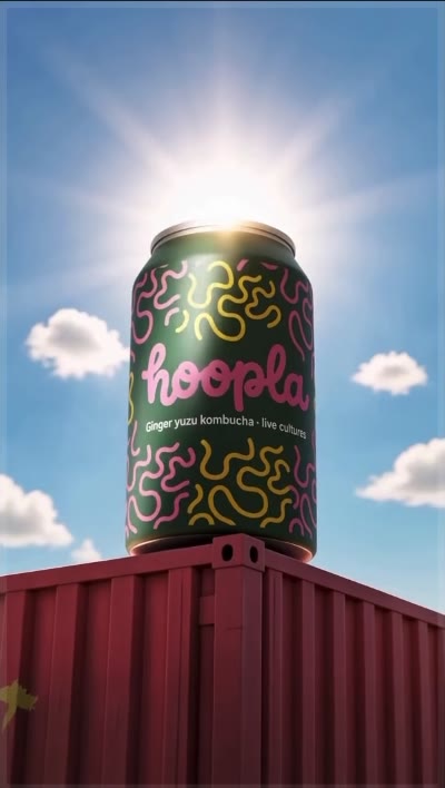 Ginger yuzu, turned up — concept ad for hoopla (fictional brand): opening frame